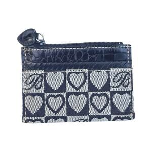 Brighton Black & White Checkered Heart Card Case Wallet